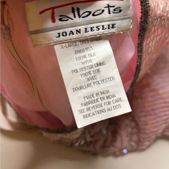 Talbots Joan Leslie Pink Silk Sequins Beaded Top Blouse Formal Size XL Vintage - Picture 6 of 8